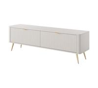 Komodee Mobiletto per tv LEKNES - Beige - Frontali Rigati - Alte Gambe - Larghezza 163 cm, Altezza 51 cm, Profondità 38 cm