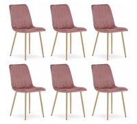 Komodee ORSARA sedia imbottita in velluto rosa con gambe in metallo, per soggiorno, sala da pranzo, carico fino a 110 kg, set di 6 pezzi, dimensioni 43x90x51 cm
