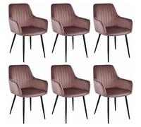 Komodee OSILO sedia imbottita in velluto rosa con gambe in metallo, per soggiorno, sala da pranzo, camera da letto, set di 6, carico fino a 110 kg dimensioni 55x84x46 cm