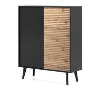 Komodee Saskatoon KD104 - Cassettiera, Nero, Rovere artigianale, Larghezza 104 cm, Altezza 125 cm, Profondità 39 cm