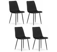 Komodee SCANNO sedia imbottita in velluto nero con gambe in metallo, per soggiorno, sala da pranzo, camera da letto, 4 pezzi, dimensioni 45x89x53 cm, portata fino a 110 kg