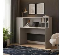 Komodee Scrivania FAUSKE - Spaziosa - Con Armadietto - Bianco - Larghezza 153 cm, Altezza 116 cm, Profondità 54 cm