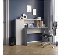 Komodee Scrivania FAUSKE - Spaziosa - Con Armadietto - Rovere Sonoma - Bianco - Larghezza 153 cm, Altezza 116 cm, Profondità 54 cm