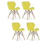 Komodee Sedia AMATRICE giallo velluto gambe in legno per soggiorno, ufficio, sala da pranzo, set di 4 pezzi, dimensioni 74x48x53 cm, portata fino a 110 kg