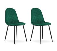 Komodee Sedia imbottita in velluto verde scuro Pienza con gambe in metallo, per soggiorno, ufficio, camera da letto, 2 pezzi, dimensioni 45x88x51 cm, portata fino a 110 kg