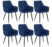 Komodee Sedia NEMI, blu scuro rivestita in velluto, gambe metalliche nere, per soggiorno, cucina, sala da pranzo, set di 6 pezzi, carico fino a 110 kg