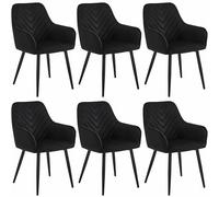 Komodee Sedia NEMI, imbottita in velluto nero, gambe in metallo, dimensioni 54x84x61 cm, per soggiorno, cucina, sala da pranzo, set di 6 pezzi