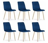 Komodee Sedia ORSARA imbottita in velluto blu navy gambe in metallo carico fino a 110 kg dimensioni 43x90x51 cm per soggiorno cucina camera da letto set di 6 pezzi