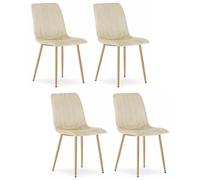 Komodee Sedia ORSARA, velluto beige chiaro con braccioli, gambe in metallo, dimensioni 45x55x86 cm, per soggiorno, sala da pranzo, 4 pezzi, carico fino a 110 kg