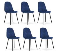 Komodee Sedia PIENZA blu scuro rivestita in velluto con gambe metalliche dimensioni 45x88x51 cm per soggiorno, ufficio, set di 6 pezzi carico fino a 110 kg