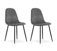 Komodee Sedia PIENZA grigio scuro, in velluto, gambe metalliche, per soggiorno, ufficio, 2 pezzi, carico fino a 110 kg