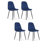 Komodee Sedia PIENZA imbottita in velluto blu navy, gambe in metallo, dimensioni 45x88x51 cm, fino a 110 kg, 4 pezzi, per soggiorno, ufficio, camera da letto