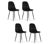 Komodee Sedia PIENZA imbottita in velluto nero con braccioli gambe in metallo per soggiorno, ufficio, camera da letto, 4 pezzi, dimensioni 45x88x51 cm