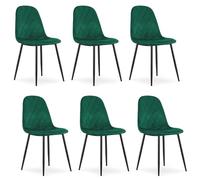Komodee Sedia PIENZA imbottita in velluto verde scuro con braccioli gambe in metallo per soggiorno, ufficio, camera da letto, dimensioni 45x88x51 cm, set di 6 pezzi.