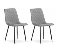 Komodee Sedia SCANNO imbottita in velluto grigio chiaro con gambe in metallo, per soggiorno, studio, camera da letto, set di 2, carico fino a 110 kg