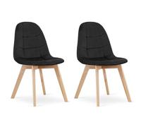 Komodee Sedia SORANO, imbottita in velluto nero, gambe in legno, dimensioni 45x82x54 cm, fino a 110 kg, per soggiorno, cucina, set di 2 pezzi