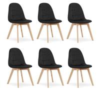 Komodee Sedia SORANO nera in velluto imbottita con gambe in legno, dimensioni 45x82x54 cm, fino a 110 kg, per soggiorno, cucina, set di 6 pezzi