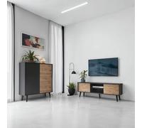Komodee Set di mobili per soggiorno Saskatoon, nero, rovere artigianale, larghezza 258 cm, profondità 39 cm, altezza 125 cm