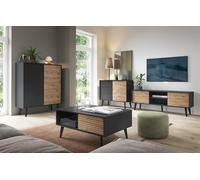 Komodee Set di mobili per soggiorno Saskatoon, nero, rovere artigianale, larghezza 516 cm, profondità 39 cm, altezza 125 cm