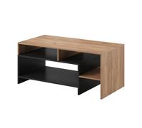 Komodee Tavolino da caffè ALVDAL - Quercia - Antracite - Ripiani - Larghezza 120 cm, Altezza 53 cm, Profondità 60 cm