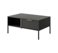Komodee Tavolino da caffè LAVIK - Antracite - Cassetti - Accessori dorati - Larghezza 97 cm, Altezza 45 cm, Profondità 60 cm