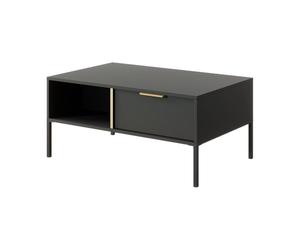 Komodee Tavolino da caffè LAVIK - Antracite - Cassetti - Accessori dorati - Larghezza 97 cm, Altezza 45 cm, Profondità 60 cm