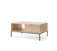 Komodee Tavolino da caffè NANAIMO - Colore Rovere - Maniglie Nere - Con Cassetto - Larghezza 104 cm, Altezza 48 cm, Profondità 68 cm
