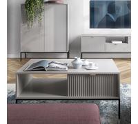 Komodee Tavolino da caffè NANAIMO - Grigio - Maniglie Dorate - Con Cassetto - Larghezza 104 cm, Altezza 48 cm, Profondità 68 cm