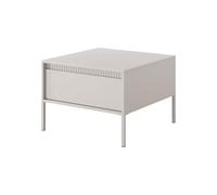 Komodee Tavolino da caffè SELBU - Beige - Cassetto - Fronti rigati - Larghezza 68 cm, Altezza 49 cm, Profondità 68 cm