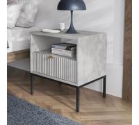 Komodee Tavolino da notte NANAIMO - Grigio - Maniglie dorate - Con cassetto - Larghezza 54 cm, Altezza 56 cm, Profondità 39 cm