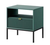 Komodee Tavolino da notte NANAIMO - Verde - Maniglie d'oro - Con cassetto - Larghezza 54 cm, Altezza 56 cm, Profondità 39 cm