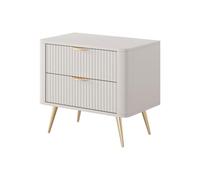 Komodee Tavolino Notturno LEKNES - Beige - Cassetti - Gambe Alte - Larghezza 63 cm, Altezza 55 cm, Profondità 38 cm