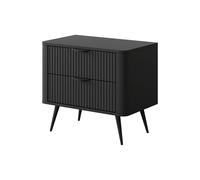 Komodee Tavolino Notturno LEKNES - Nero - Cassetti - Gambe Alte - Larghezza 63 cm, Altezza 55 cm, Profondità 38 cm