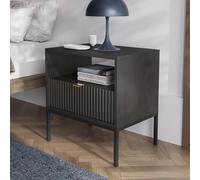 Komodee Tavolino notturno NANAIMO - Nero - Maniglie dorate - Con cassetto - Larghezza 54 cm, Altezza 56 cm, Profondità 39 cm