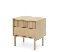 Komodee Tavolino Notturno TAU - Rovere Cremona - Fronti Flute - Cassetti - Larghezza 54 cm, Altezza 55 cm, Profondità 40 cm