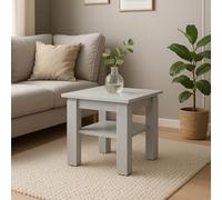 Komodee Tavolino, Tavolino da caffè Sola - Bianco - Ripiano aggiuntivo - Larghezza 55 cm, Altezza 43 cm, Profondità 55 cm