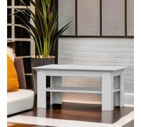 Komodee Tavolino, Tavolino da caffè Sola - Bianco - Ripiano aggiuntivo - Larghezza 90 cm, Altezza 43 cm, Profondità 55 cm