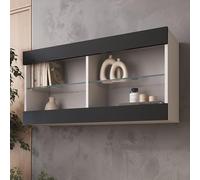 komodee Vetrina Sospesa Tivoli Horizontal 100, Nero, Bianco, Rovere, LED Opzione