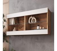 Komodee Tivoli Horizontal 100 Vetrina Sospesa, Rovere Wotan/Bianco, Senza LED, Larghezza 100 cm x Altezza 50 cm x Profondità 29 cm, Per Soggiorno, Sala Da Pranzo