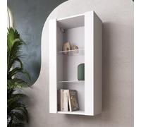Komodee Tivoli Vertical 100 Vetrina Sospesa, Bianco/Bianco, Senza LED, Larghezza 50 cm x Altezza 100 cm x Profondità 29 cm, Per Soggiorno, Sala Da Pranzo