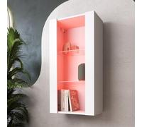 Komodee Tivoli Vertical 100 Vetrina Sospesa, Bianco/Bianco, Illuminazione LED Multicolore RGB, Larghezza 50 cm x Altezza 100 cm x Profondità 29 cm, Per Soggiorno, Sala Da Pranzo