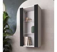 Komodee Tivoli Vertical 100 Vetrina Sospesa, Bianco/Nero, Senza LED, Larghezza 50 cm x Altezza 100 cm x Profondità 29 cm, Per Soggiorno, Sala Da Pranzo