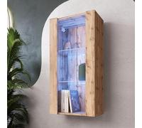 Komodee Tivoli Vertical 100 Vetrina Sospesa, Rovere Wotan/Rovere Wotan, Illuminazione LED Blu, Larghezza 50 cm x Altezza 100 cm x Profondità 29 cm, Per Soggiorno, Sala Da Pranzo