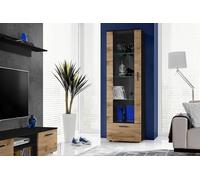 Komodee Vetrina Armadio Alessandria Nero/Wotan 60x192x42 cm