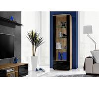 NUOVO komodee Alessandria Vetrina Armadio Bianco Nero Rovere LED Vetro scaffali