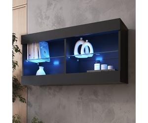 komodee Vetrina Sospesa Tivoli Horizontal 100, Nero, Bianco, Rovere, LED Opzione