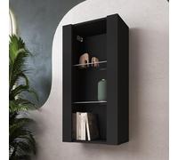 Komodee Tivoli Vertical 100 Vetrina Sospesa, Nero/Nero, Senza LED, Larghezza 50 cm x Altezza 100 cm x Profondità 29 cm, Per Soggiorno, Sala Da Pranzo