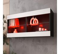 komodee Vetrina Sospesa Tivoli Horizontal 100, Nero, Bianco, Rovere, LED Opzione