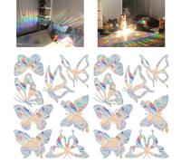 Komoke Adesivo in vetro statico prisma arcobaleno adesivo in PVC decorativo per finestra statica adesivo fermata uccelli iridescente finestra adesiva prisma adesivo per finestra, Suncatcher, farfalla