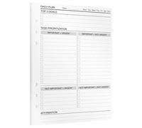 KOMPASS® Daily Planner | Inserti per pianificatore A5 | 30 fogli per la gerarchia delle attività e la gestione del tempo | Matrice, liste di cose da fare e riflessione | Bullet Journal e ricariche per